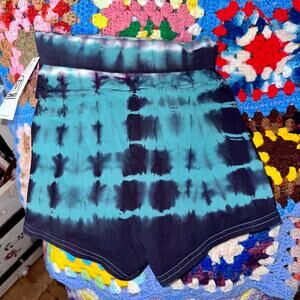 NWT MORRIS TERRY TIE DYE FOLDOVER WAIST YOGA SHORTS XS